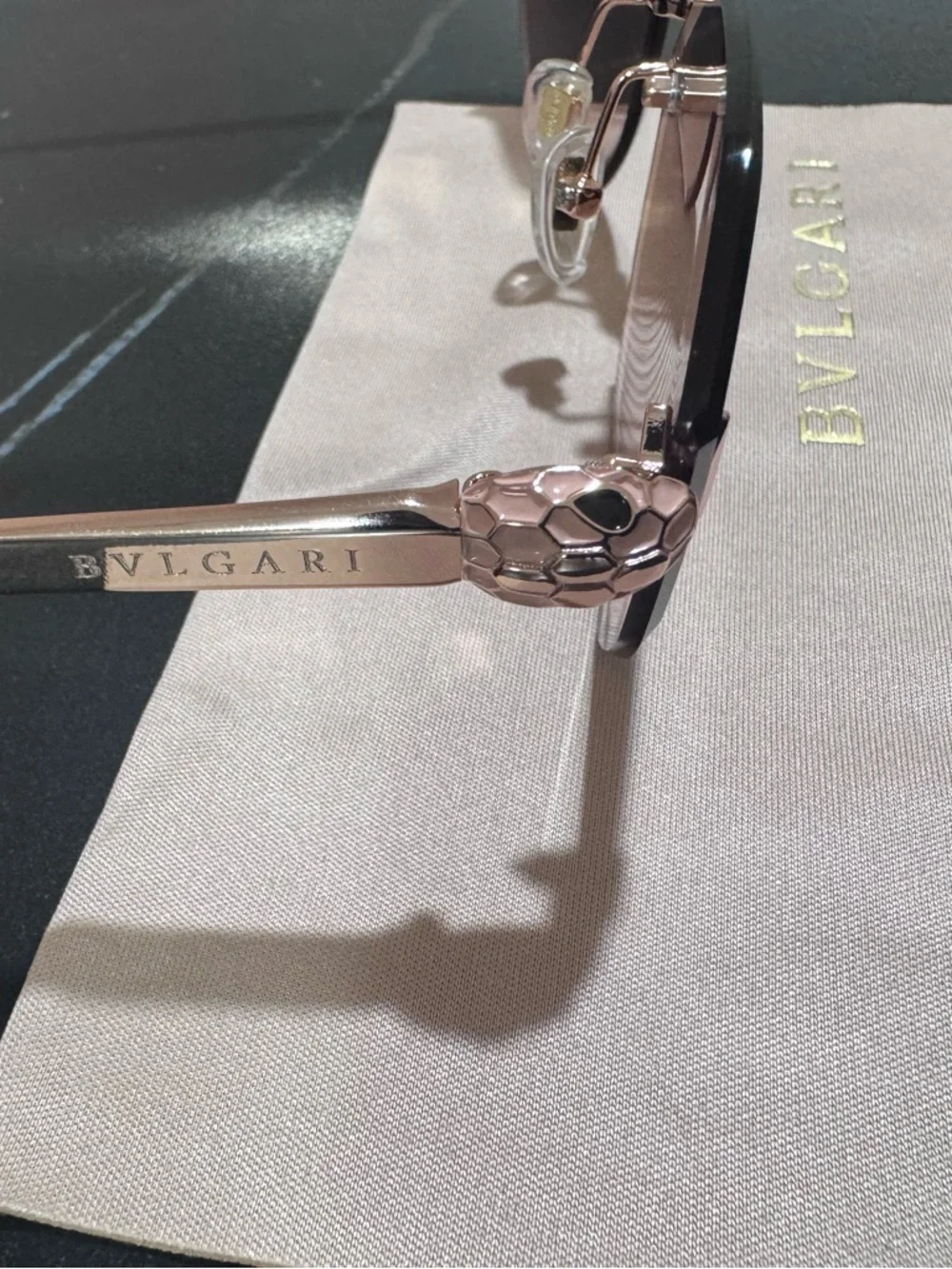 Bulgari Rose-Tint Octagonal Rimless Sunglasses - Picture 16 of 16